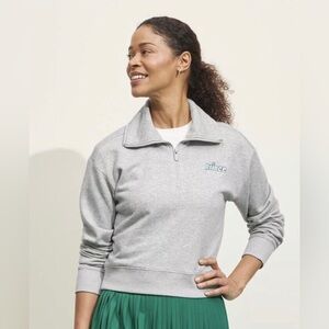 Prince Pickleball Target French Terry 1/4 Zip Pullover Gray XS  Crop